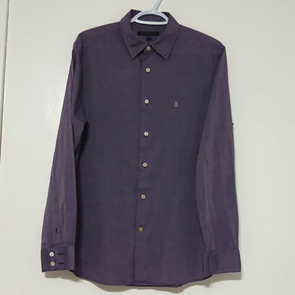 John Varvatos USA Men's Long Sleeve Shirt Purple 100% Cotton Size M